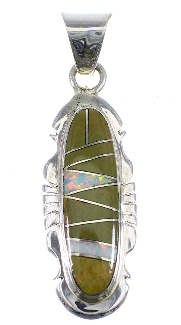 Southwestern Turquoise And Opal Silver Pendant YX51597